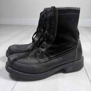 Diesel Moc Toe Lace Up Zip Combat Boots Men's Size 42.5 Black Gray Grunge Punk